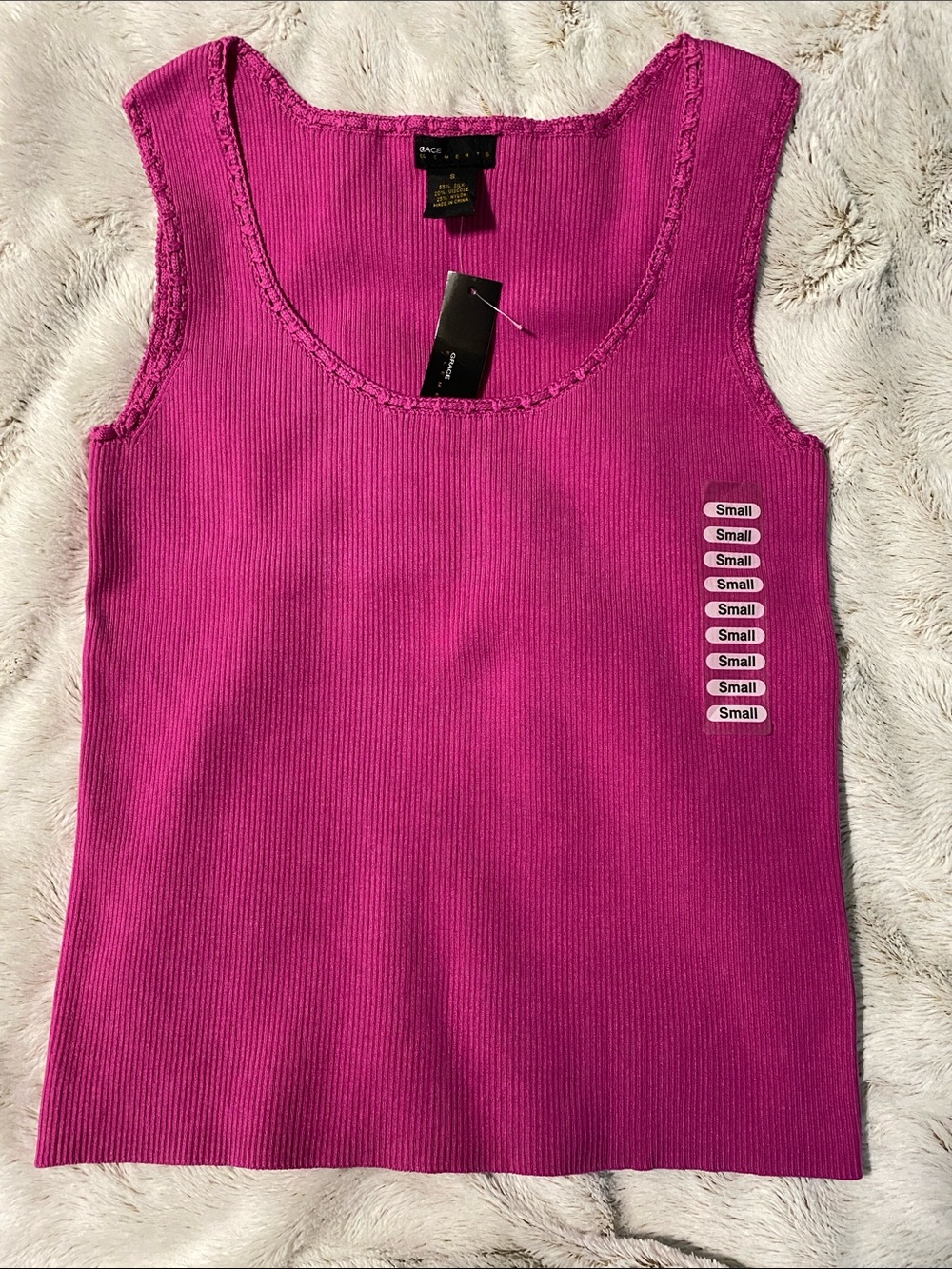 Grace Elements Bright Magenta Ribbed Scoop Neck Tank